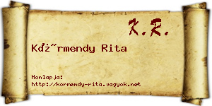 Körmendy Rita névjegykártya